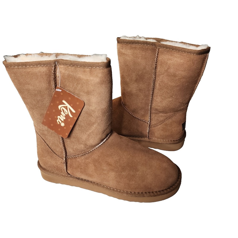 Kemi Bella Women's Brown Suede‎ Sheepskin Lined Short Ankle Winter Boots Size 10